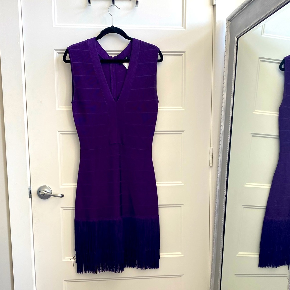 Purple slimming dress with fringes